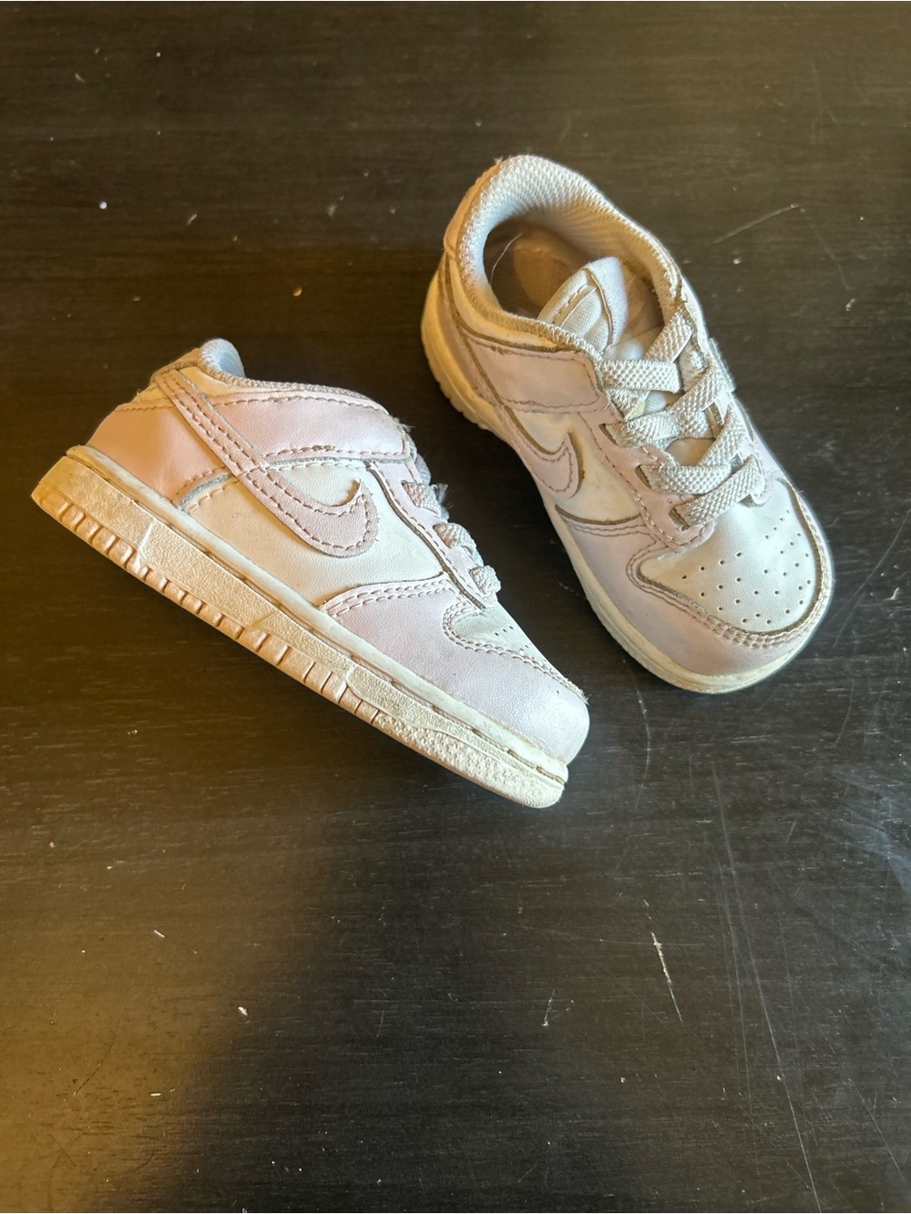 Nike Kids White and Light Pink Low Top Sneakers